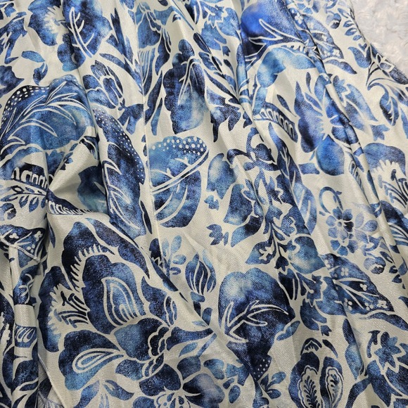 Auth RALPH LAUREN PURPLE LABEL Runway Silk Halter Dress Blue Floral Porcelain 8 - Picture 15 of 16